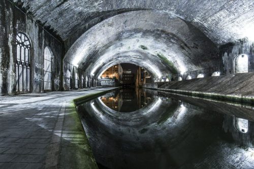 Light and reflections in the Snow Hill Tunnel, Birmingham  Fazeley Canal.